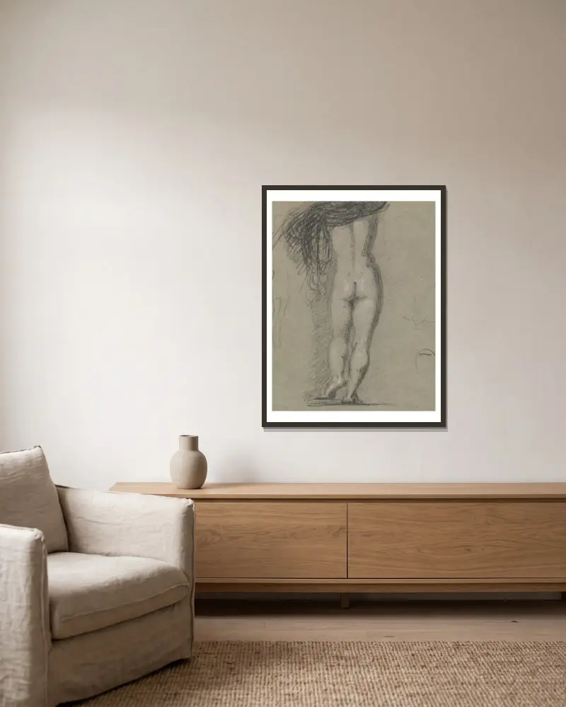 Rear View Study of a Nude Figure av Benjamin Robert Haydon inramad på en vägg
