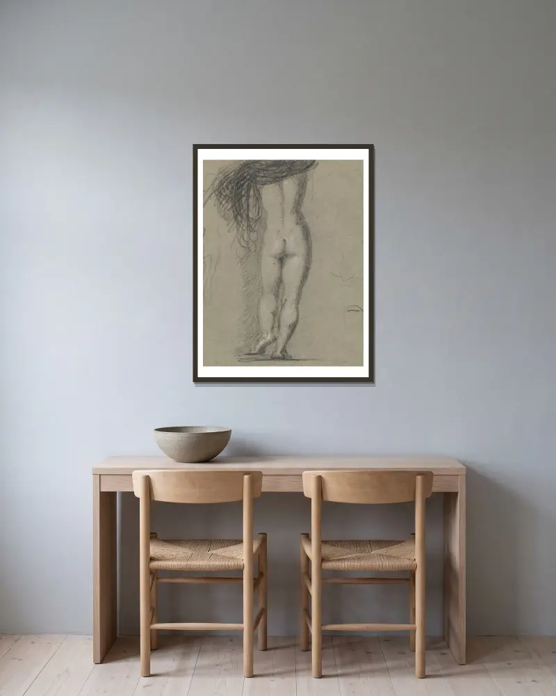 Rear View Study of a Nude Figure av Benjamin Robert Haydon inramad på en vägg