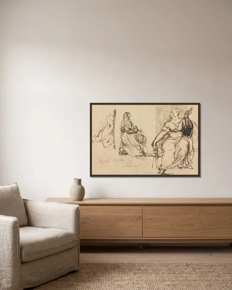 Studien einer sitzenden Frau von Benjamin Robert Haydon gerahmt an einer Wand