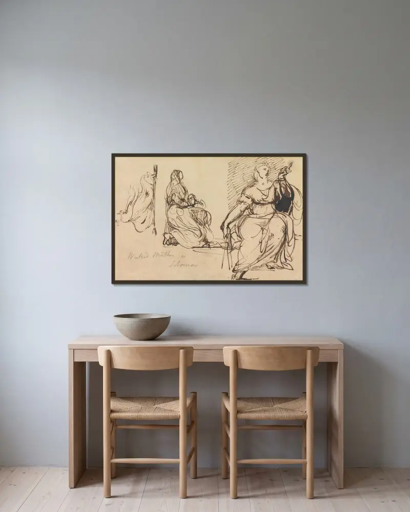Studien einer sitzenden Frau von Benjamin Robert Haydon gerahmt an einer Wand