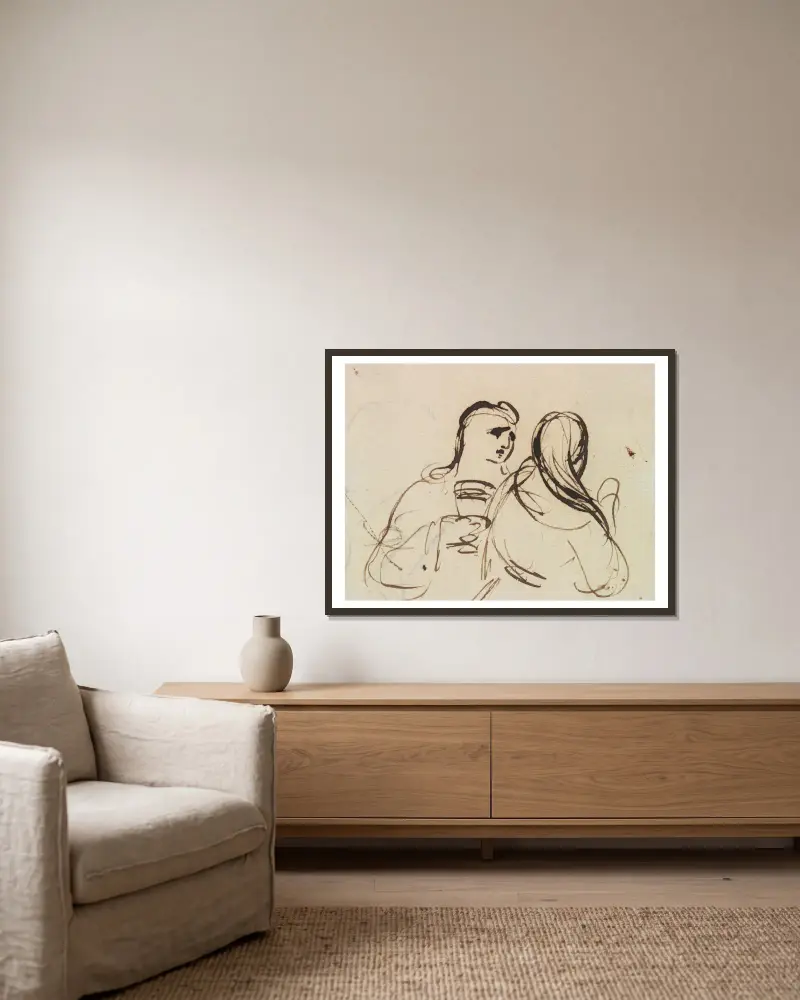 Studie zu Christi Einzug in Jerusalem, 1814 von Benjamin Robert Haydon gerahmt an einer Wand