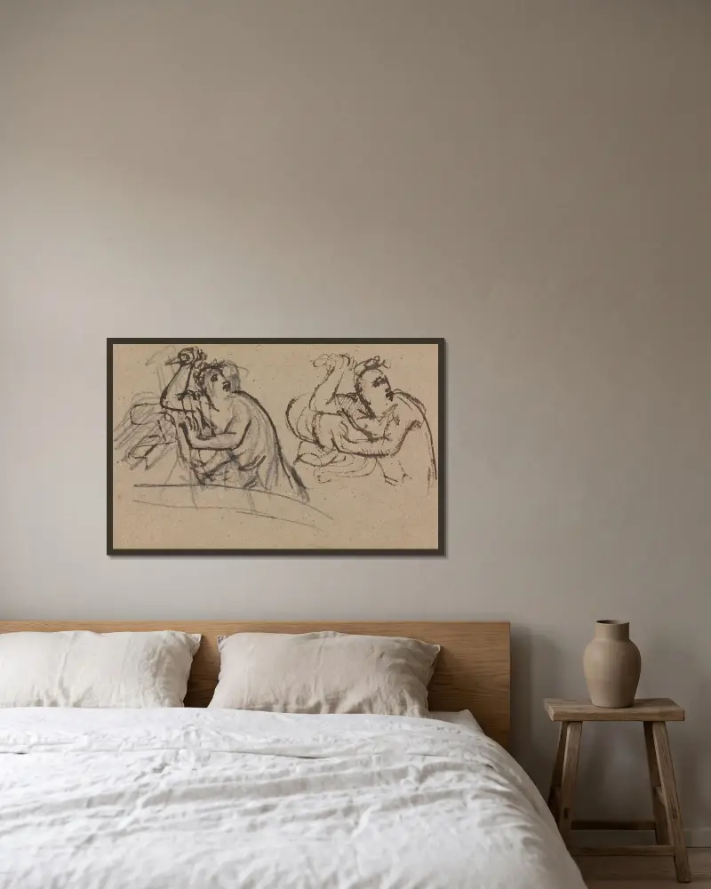 Studie av en figur med dolk av Benjamin Robert Haydon inramad på en vägg