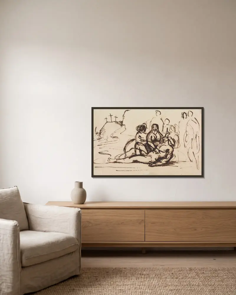 Studie av Pietà av Benjamin Robert Haydon inramad på en vägg