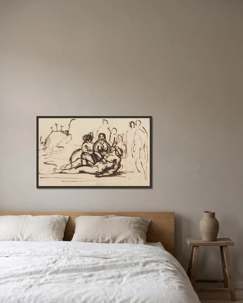 Studie av Pietà av Benjamin Robert Haydon inramad på en vägg