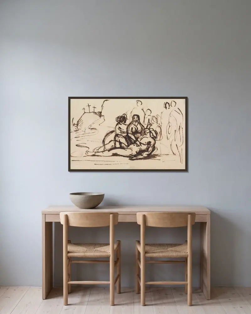 Studie av Pietà av Benjamin Robert Haydon inramad på en vägg