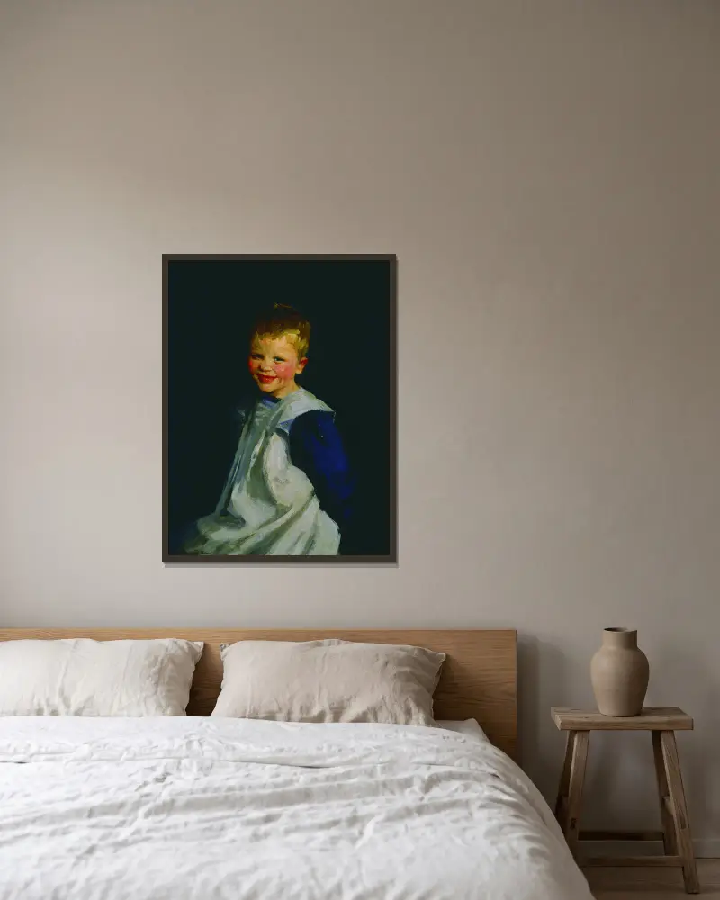 Lachendes holländisches Mädchen von Robert Henri gerahmt an einer Wand
