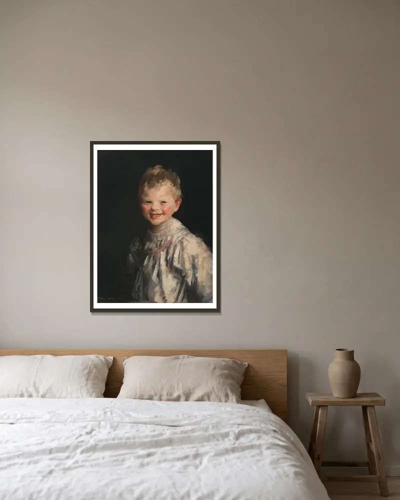 Smějící se dítě, Robert Henri v rámu na stěně