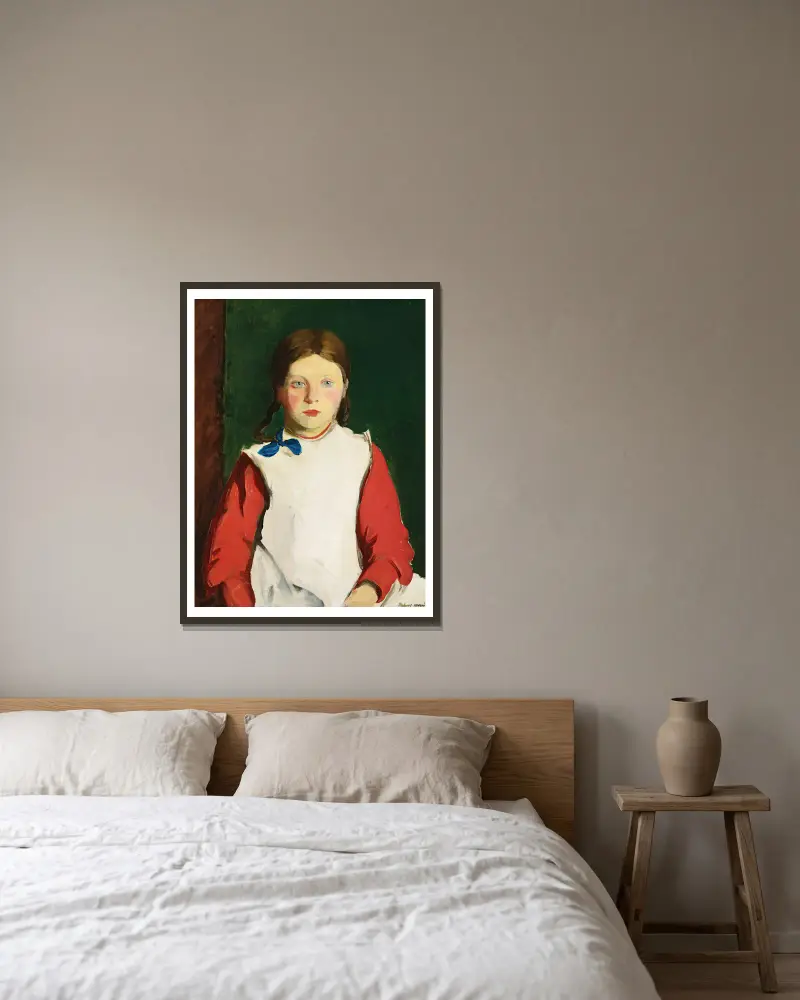 Little Irish Girl av Robert Henri inramad på en vägg