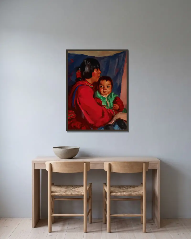 Maria and Baby av Robert Henri inramad på en vägg