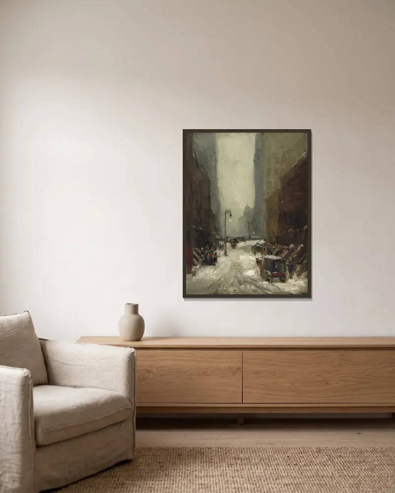 Schnee in New York von Robert Henri gerahmt an einer Wand