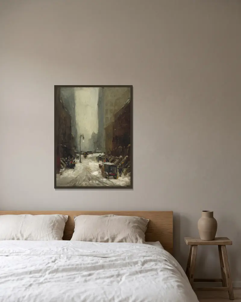 Schnee in New York von Robert Henri gerahmt an einer Wand