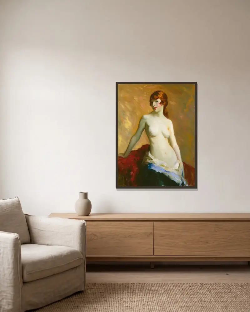 The Young Girl av Robert Henri inramad på en vägg