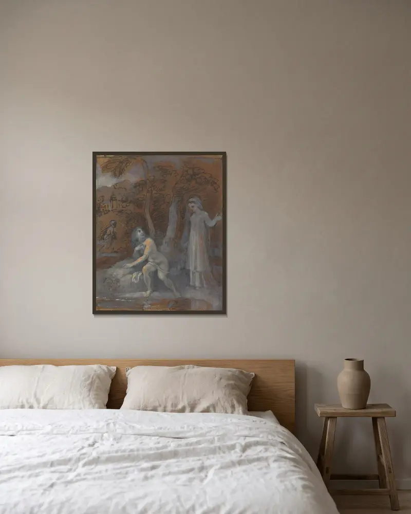 Eine aus den Illustrationen zu Shakespeare – Nr. 9 von Robert Smirke gerahmt an einer Wand