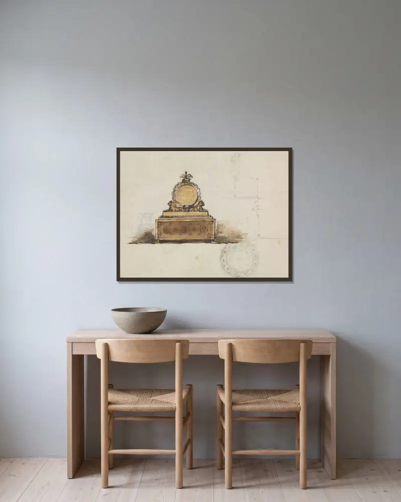 Study for a Piece of Furniture av Robert Smirke inramad på en vägg