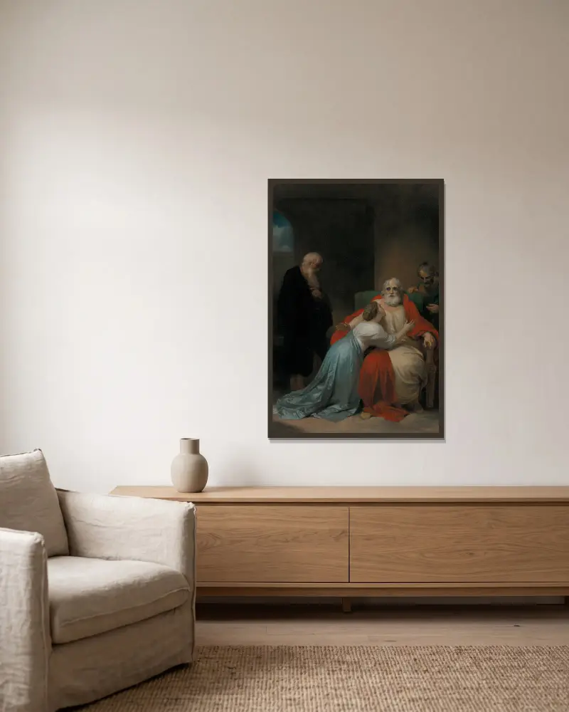 The awakening of King Lear av Robert Smirke inramad på en vägg