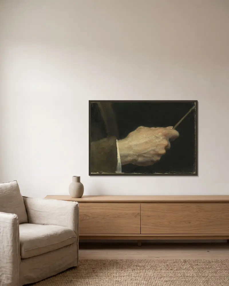 Study of a Hand av Robert Thegerström inramad på en vägg