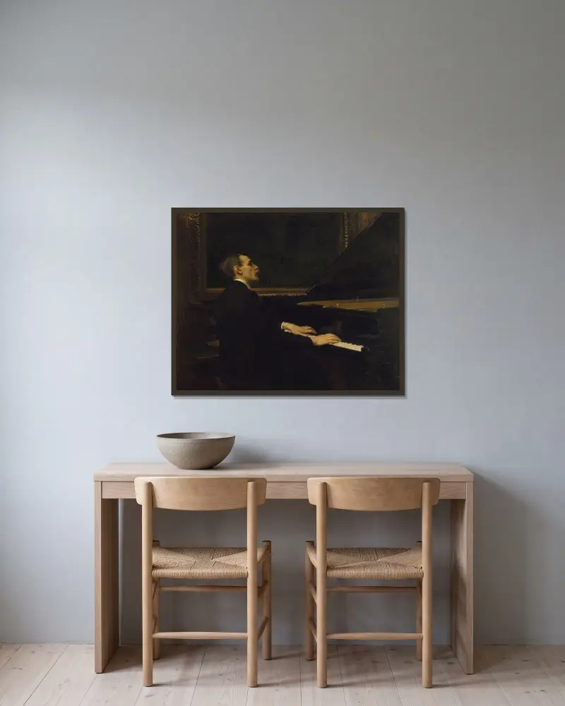 Vilhelm Stenhammar, 1871-1927 av Robert Thegerström inramad på en vägg