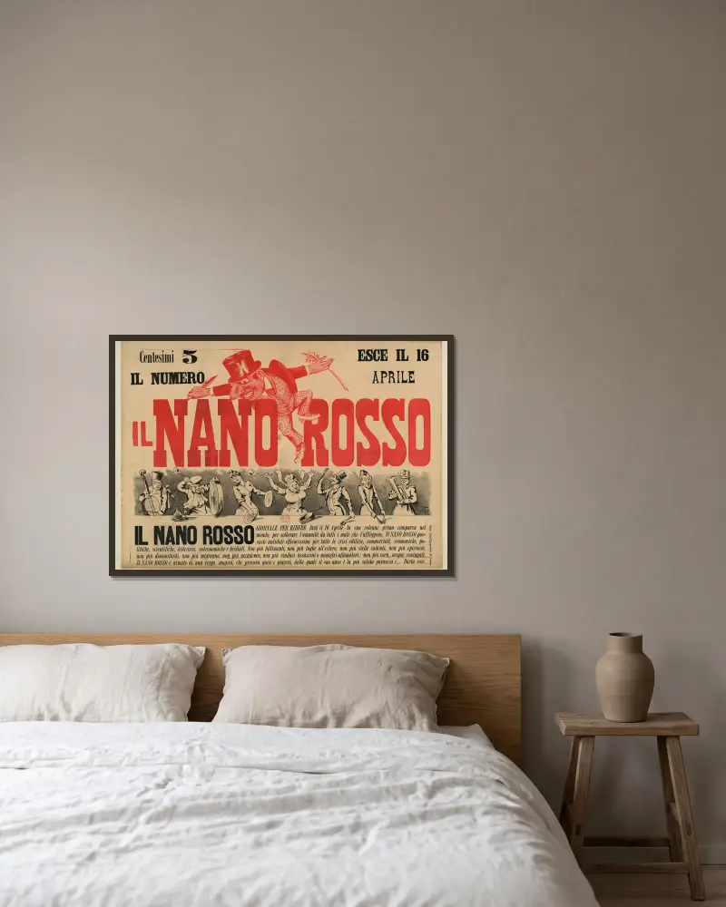 Il Nanno rosso, skämtidning av Ottavio Rodella Tavio inramad på en vägg