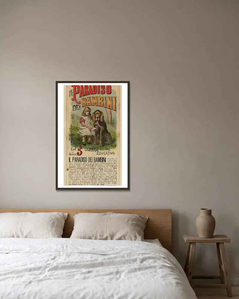 Il Paradiso dei bambini giornale illustrato educativo av Ottavio Rodella Tavio inramad på en vägg