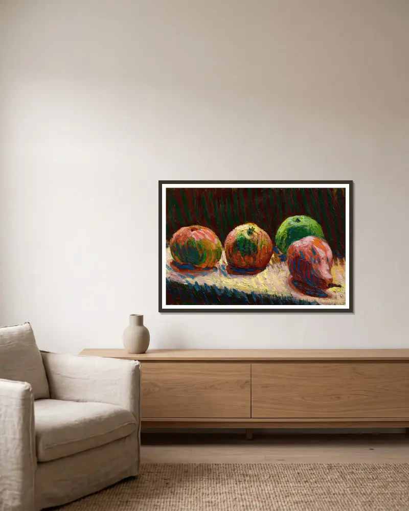 Äpfel und Birne von Roderic O'Conor gerahmt an einer Wand
