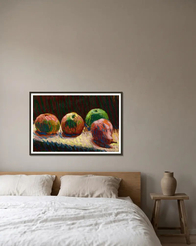 Äpfel und Birne von Roderic O'Conor gerahmt an einer Wand