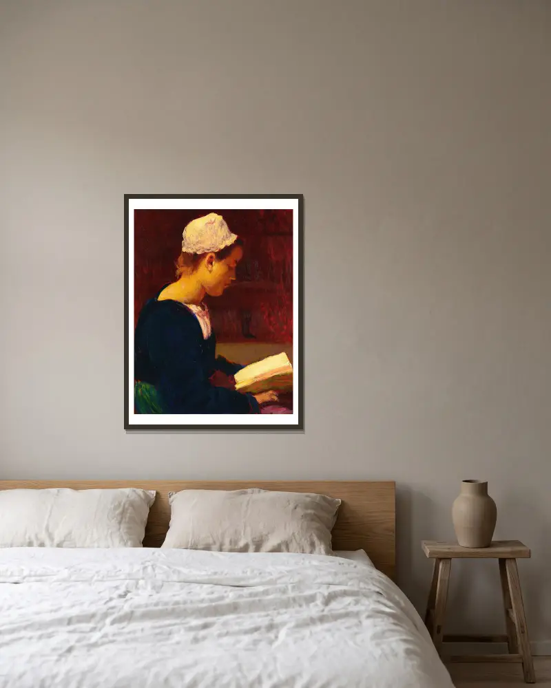 Bretonisches Mädchen lesend von Roderic O'Conor gerahmt an einer Wand