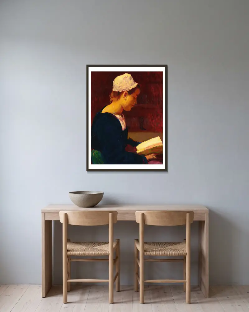 Bretonisches Mädchen lesend von Roderic O'Conor gerahmt an einer Wand