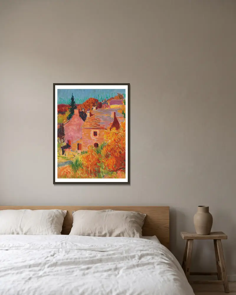 Rote Häuser in Pont-Aven von Roderic O'Conor gerahmt an einer Wand
