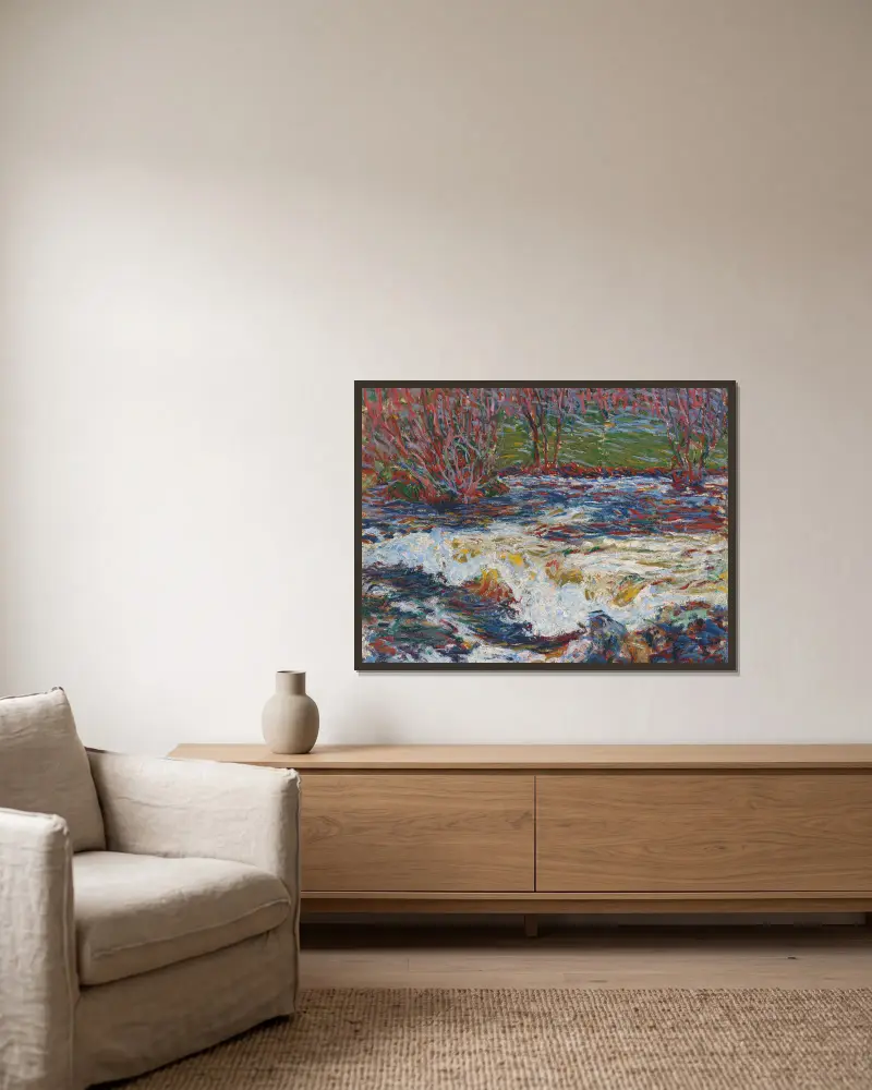 Der rauschende Bach von Roderic O'Conor gerahmt an einer Wand
