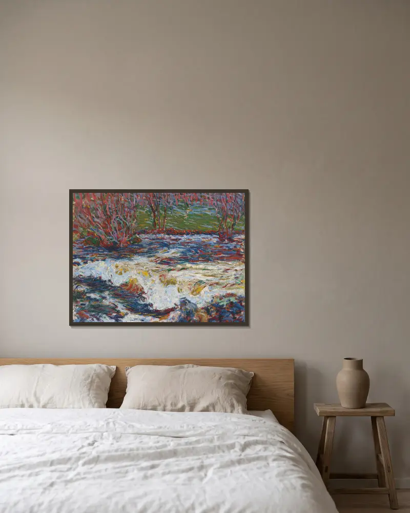 Der rauschende Bach von Roderic O'Conor gerahmt an einer Wand