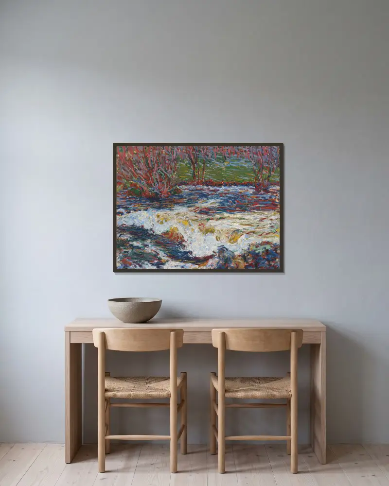 Der rauschende Bach von Roderic O'Conor gerahmt an einer Wand