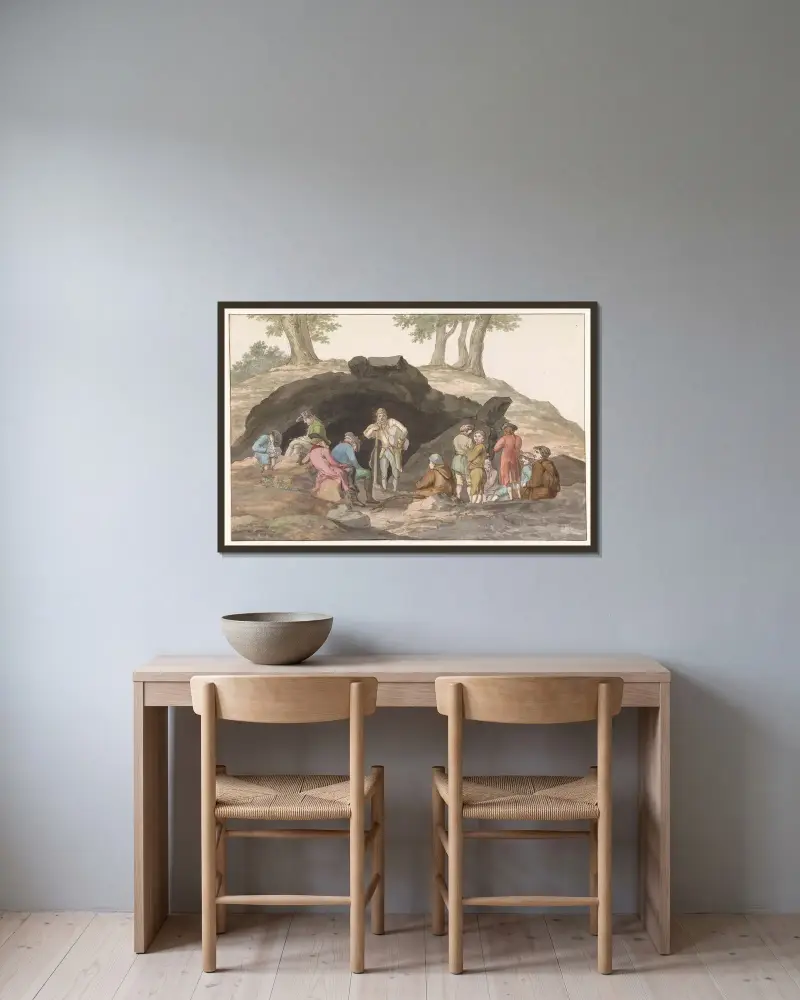 Oponthoud bij de Grotte delle Capre aan de grens bij Nemorosa en Fredda av Abraham-Louis-Rodolphe Ducros inramad på en vägg