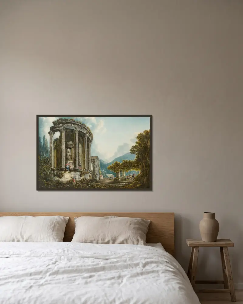 Tivoli, pohled na Sibyllin chrám, Abraham-Louis-Rodolphe Ducros v rámu na stěně
