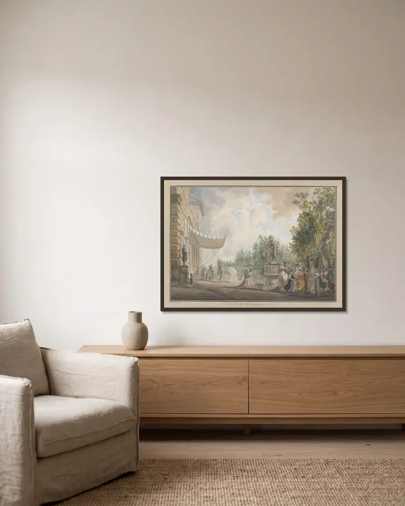 Villa Borghese av Abraham-Louis-Rodolphe Ducros inramad på en vägg