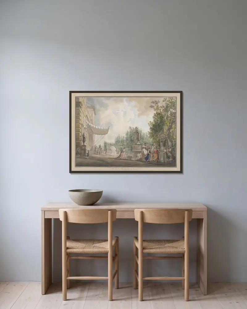 Villa Borghese av Abraham-Louis-Rodolphe Ducros inramad på en vägg