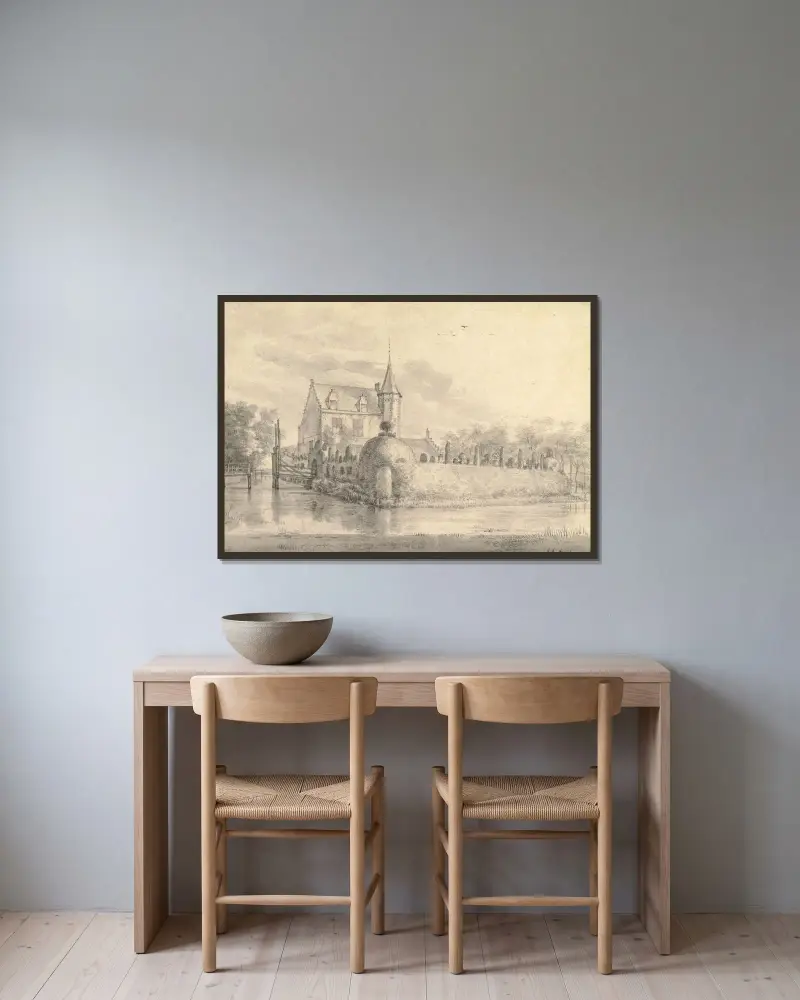 Schloss Meerdevoort bei Dordrecht von Roelant Roghman gerahmt an einer Wand