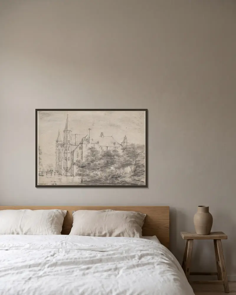 Zuylen Castle Near Utrecht av Roelant Roghman inramad på en vägg