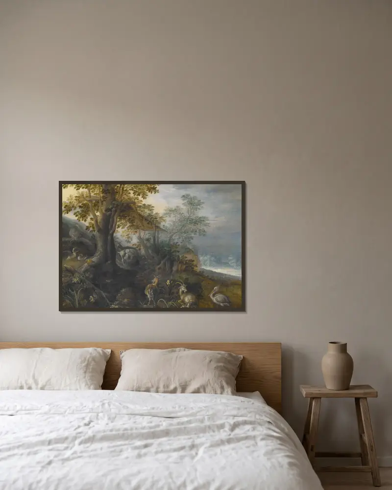 Tierlandschaft von Roelant Savery gerahmt an einer Wand