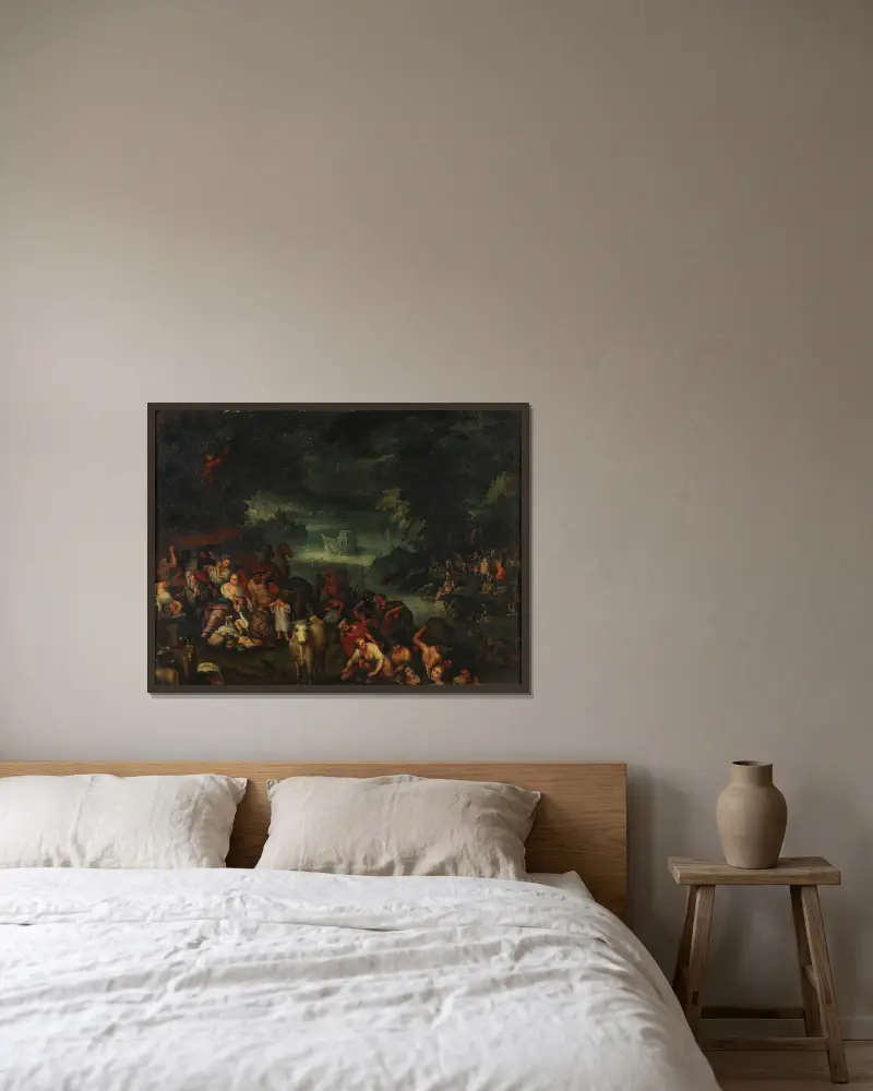 Die Sintflut von Roelant Savery gerahmt an einer Wand