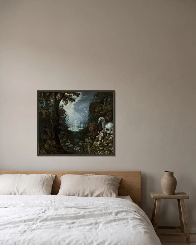 Noahs Arche von Roelant Savery gerahmt an einer Wand