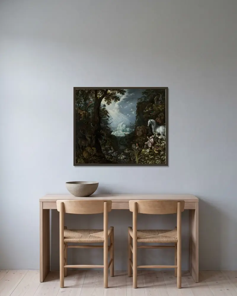 Noahs Arche von Roelant Savery gerahmt an einer Wand