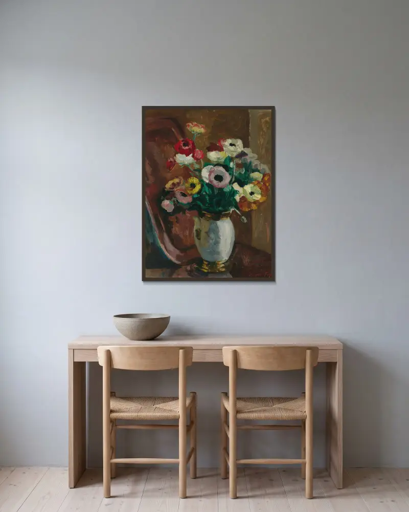Anemonen von Roger Fry gerahmt an einer Wand
