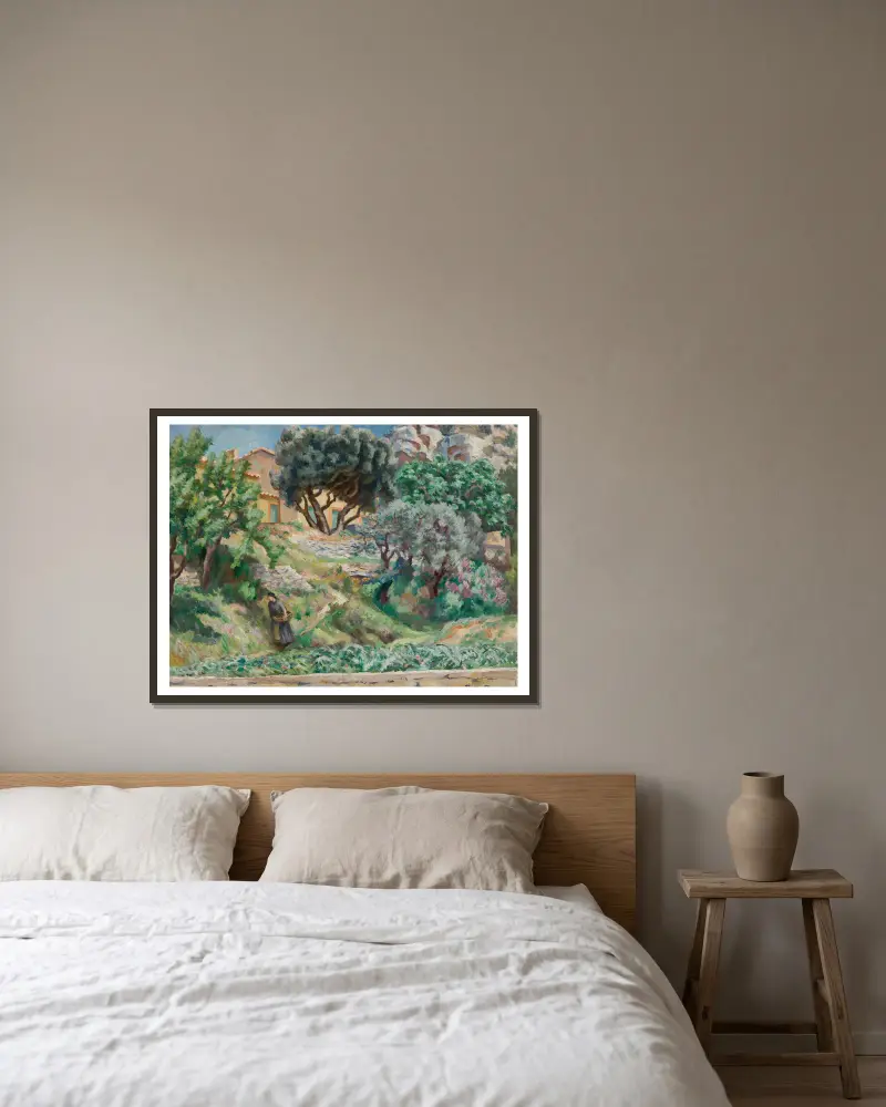 Provençal Landscape, St Rémy av Roger Fry inramad på en vägg