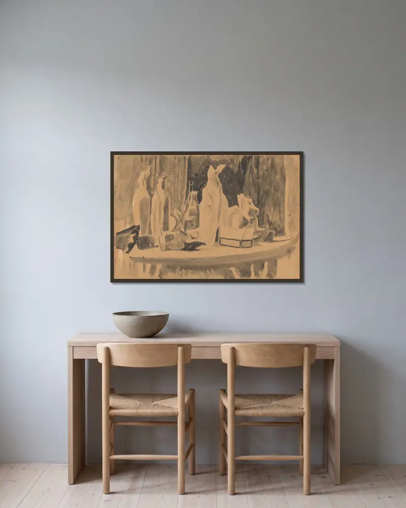 Stillleben, 1915 – Nr. 2 von Roger Fry gerahmt an einer Wand
