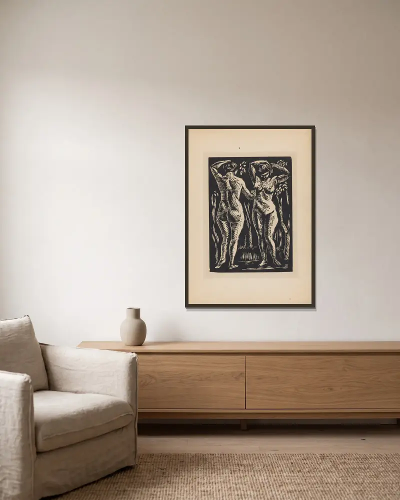 Zwei Akte von Roger Fry gerahmt an einer Wand