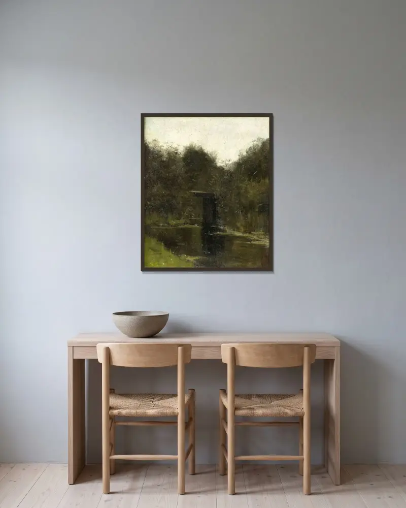 Hörnet av en damm nära Breukelen av Richard Nicolaüs Roland Holst inramad på en vägg