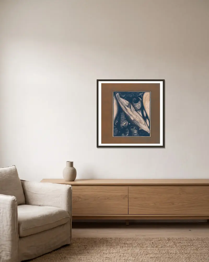 Der Perlentaucher von Richard Nicolaüs Roland Holst gerahmt an einer Wand