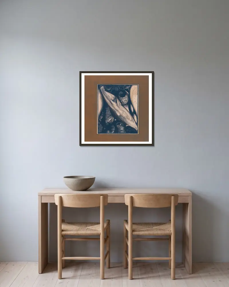Der Perlentaucher von Richard Nicolaüs Roland Holst gerahmt an einer Wand