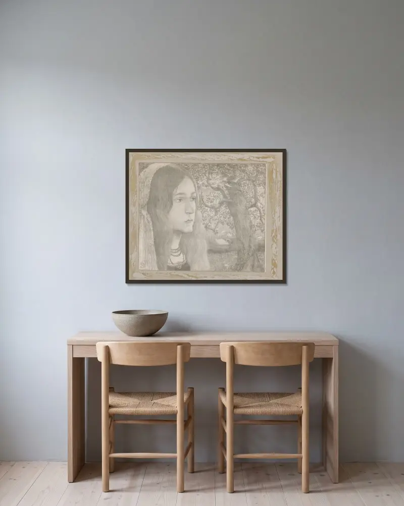 Helga som ser framåt av Richard Nicolaüs Roland Holst inramad på en vägg