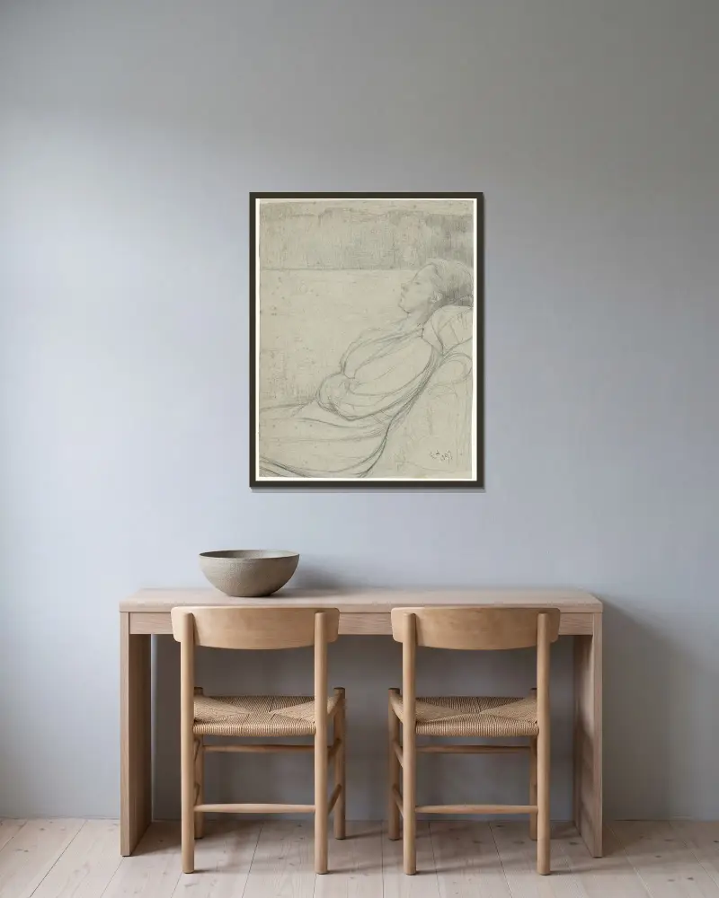 Henriëtte Roland Holst-van der Schalk, im Stuhl liegend von Richard Nicolaüs Roland Holst gerahmt an einer Wand